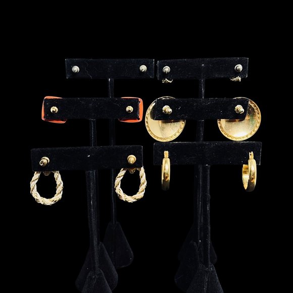 Lot of 6 Gold Tone Pierced Earrings (4841) - Picture 9 of 9